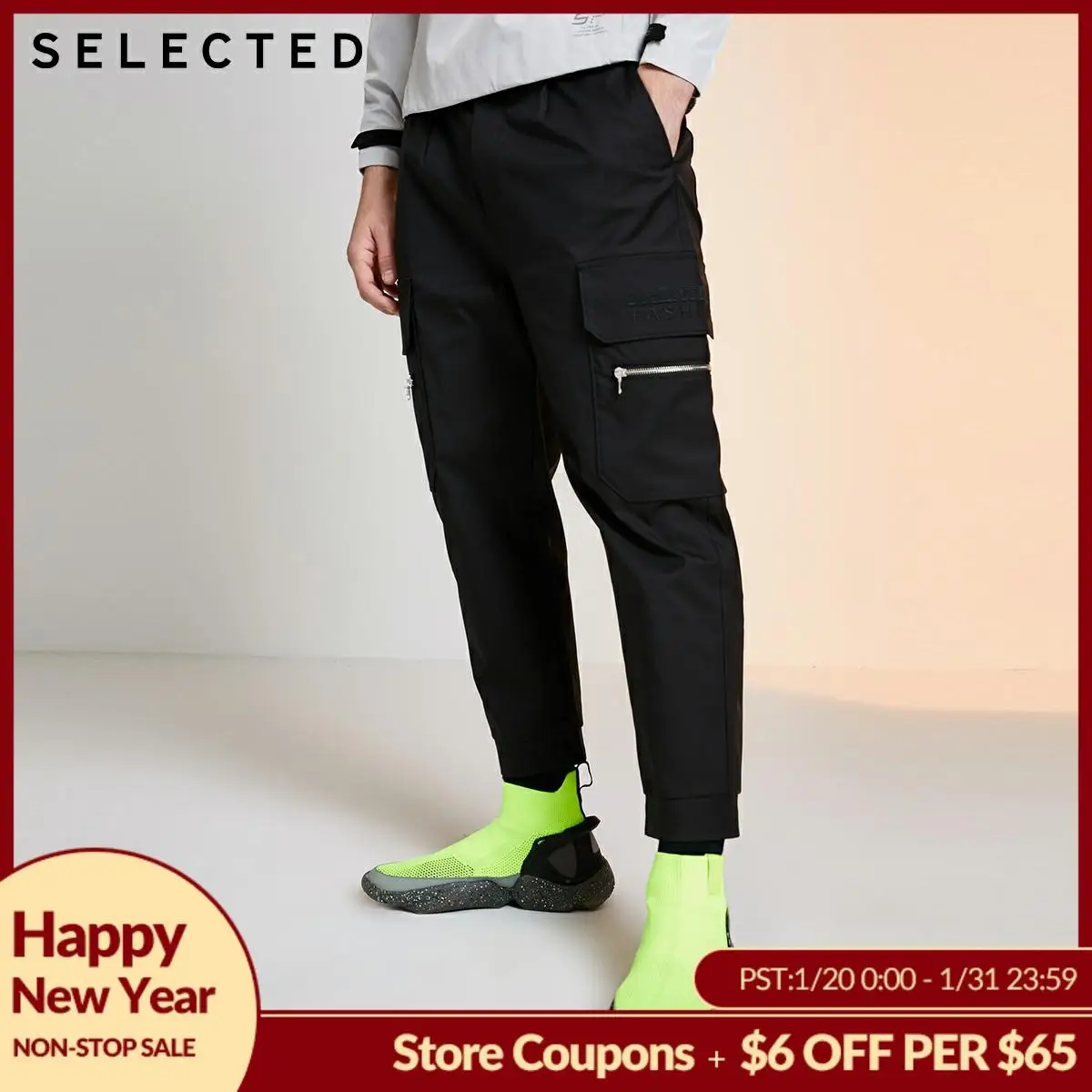 

SELECTED Men's Cotton Multiple Pockets Ankle-banded Pants S|419414565
