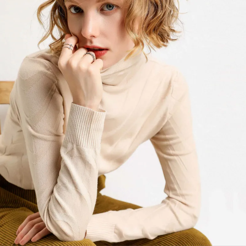 

Fashion high collar ladies sweater Slim long-sleeved sweater simple hooded bottoming shirt tide autumn 2019 new products