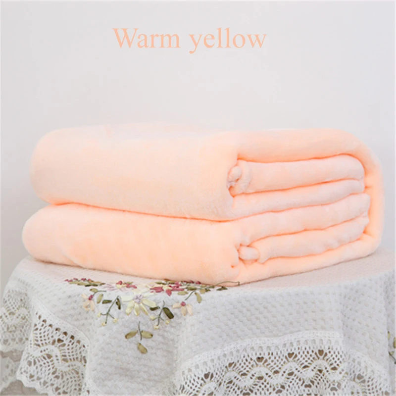 warm yellow King size 200x230 см однотонное белое одеяло супер мягкое теплое Коралловое флисовое покрывало одеяла покрывало для кровати/дивана/дома - Цвет: warm yellow