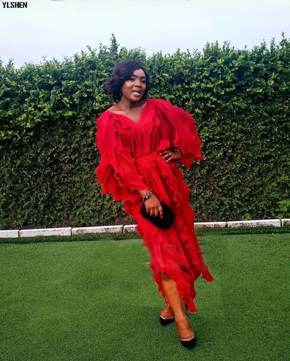 New African Dresses for Women Dashiki Falbala African Dress Clothes Bazin Riche Sexy Pleat V-neck Long Africa Maxi Dress Woman 35