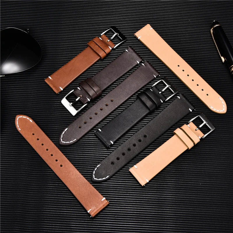 Elegant Genuine Leather Quick Release Watch Strap - Unisex Replacement Band