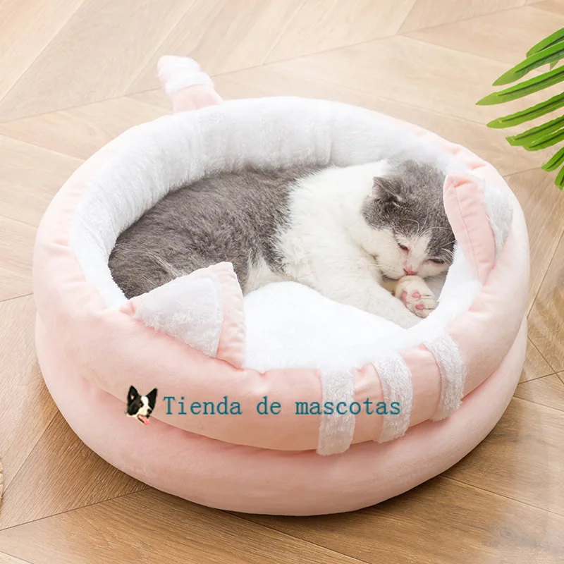 

Cartoon net red cat's nest semi-closed cat's nest four seasons comfortable plus velvet pet nest Can not be disassembled
