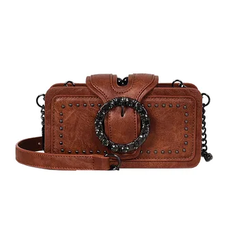 

New Style Cross Pattern PU Leather Hangbags Square Vintage Shoulder Bag Small Crossbody Bag For Women Fashion Multi Pockets