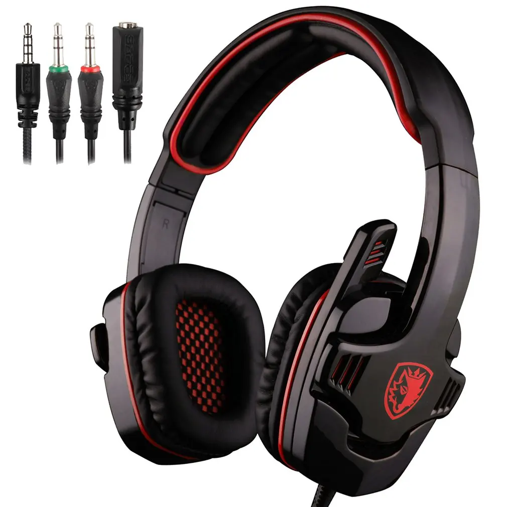 Sa708Gt Black Red Gaming Headset Head Mounted Headset Wired Headset 3 5Mm Interface Headset Game Accessories