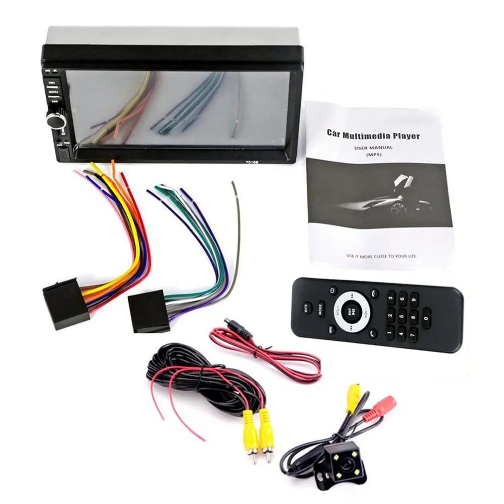 

7018B 7" 2 Din Touch Screen Car MP5 Player Audio Stereo FM Radio Multimedia Player with Camera Support TF