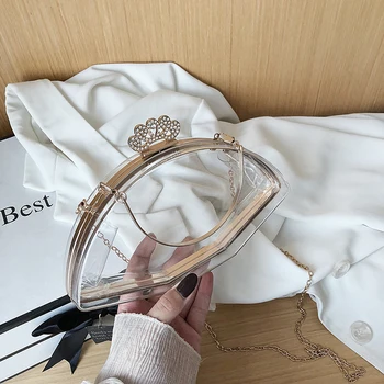 

Transparent Small Totes With Metal Handle 2020 Summer New High-quality PVC Women's Designer Handbag Chain Shoulder Messenger Bag