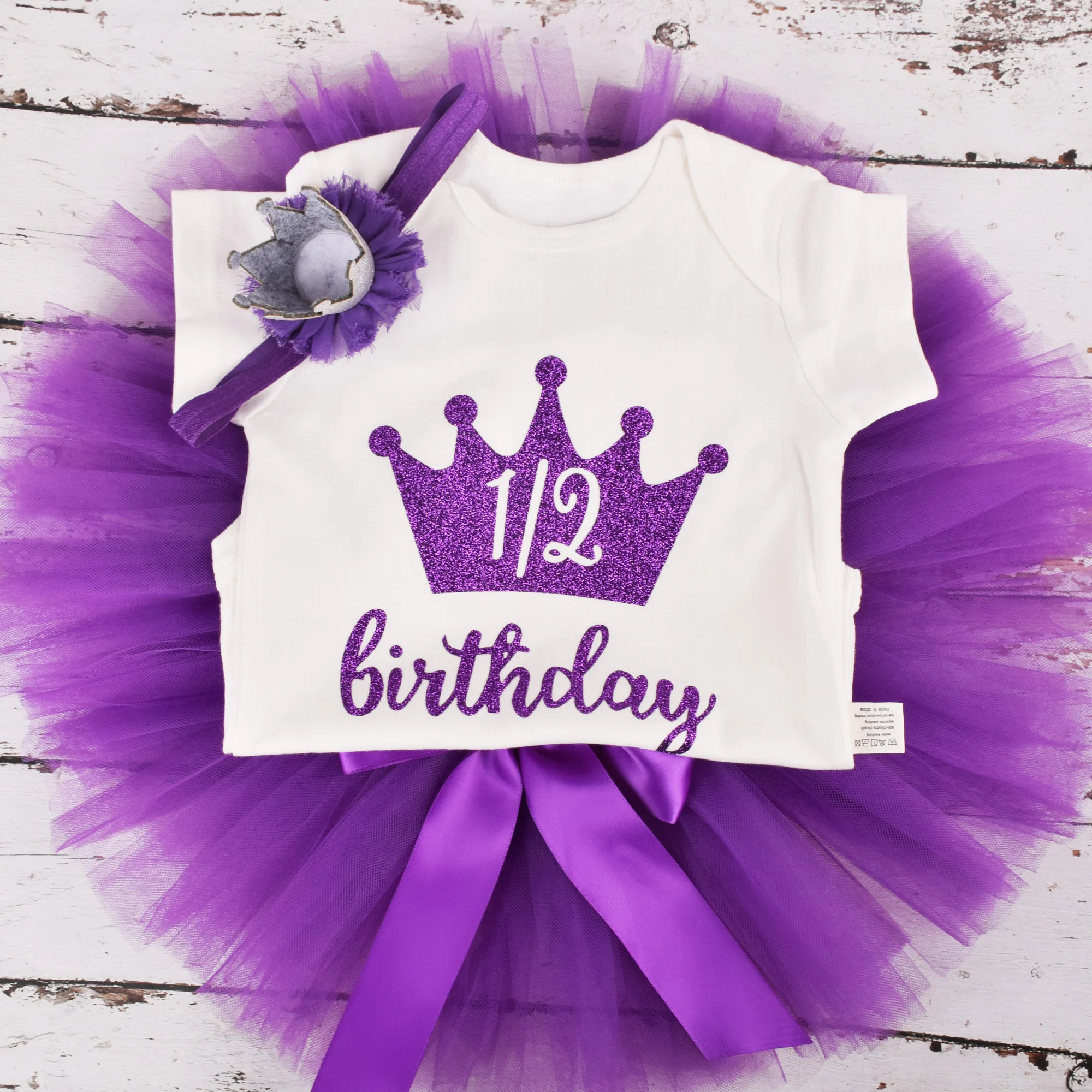 Baby Clothing Set Baby Girls 1/2 year Birthday Outfit Gold Crown Tutu outfits Infant Party Costume Baby Photo Props Clothes Set 4 colors option small baby clothing set	 Baby Clothing Set