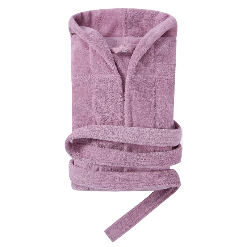 PURPLE Зимнее хлопковое женское полотенце, флисовые халаты, домашняя одежда, махровый халат, сплошной цвет размера плюс, домашний халат для женщин, халаты для подружки невесты - Цвет: PURPLE