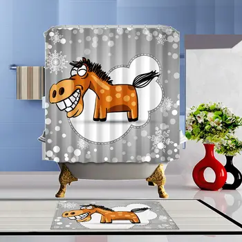 

Cartoon donkey Bathroom Decor Shower Curtain Waterproof Fabric