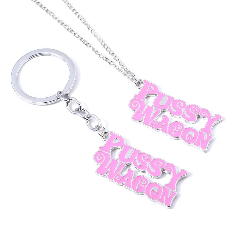 PUSSY WAGON Kill Bill Movie Zinc Alloy Keychain Pink Letter Keychain Car Gift 