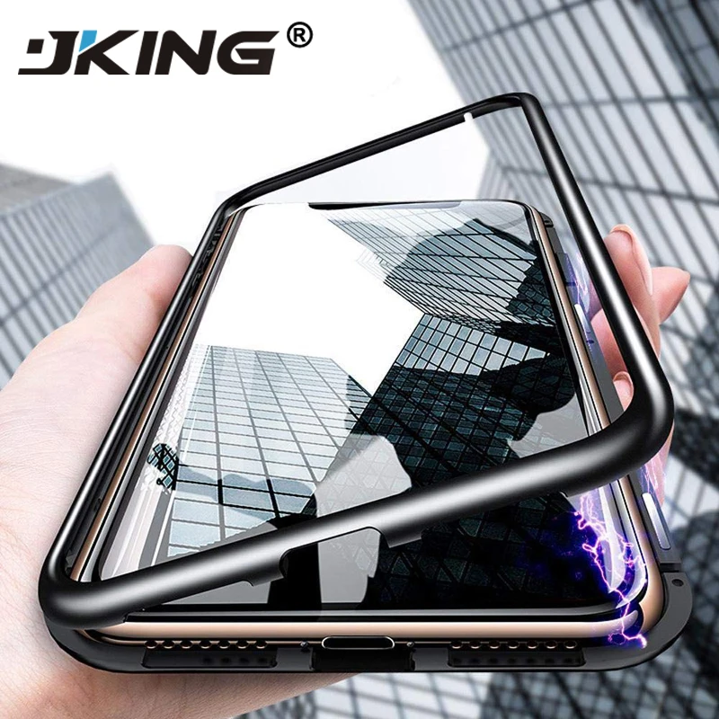 

New Metal Magnet Case For iPhone XR XS MAX X 7 8 Plus Tempered Glass Back Magnetic Absorption Cases Cover For iPhone 6 6S Plus 9