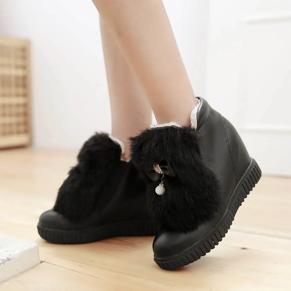DORATASIA Size 33-43 New Winter Boots Ladies High Heels Fashion Bowtie Platform Shoes Woman Ankle Snow Boots For Women