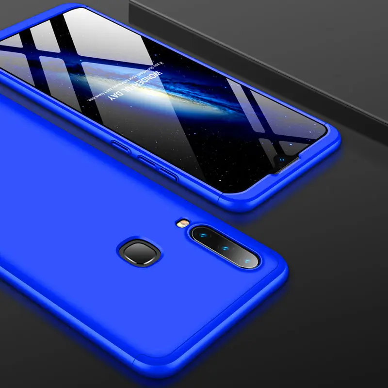 Vivo U3X чехол VivoU3X 360 градусов защищенный полный корпус матовый Жесткий чехол для телефона для Vivo Y17 Y15 U10 крышка+ стеклянная пленка для VivoU3X - Цвет: Blue
