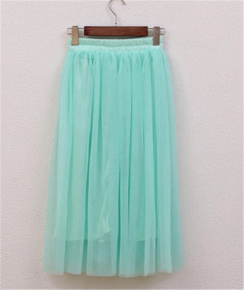 mint green Весенне-летняя женская фатиновая юбка-пачка Jupe Femme богемная черная длинная юбка макси эластичная высокая талия сетчатые пляжные юбки для женщин s C5129 - Цвет: mint green