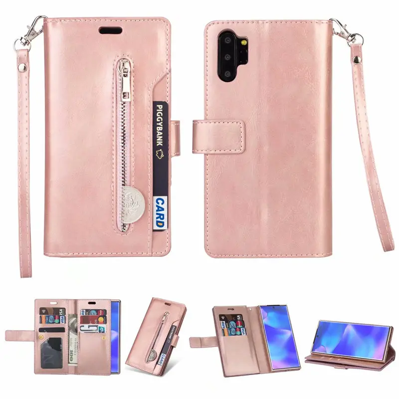 Кожаный бумажник на молнии сумка чехол для samsung Galaxy Note 10 S10 S8 S9 Plus Note 9 8 S6 S7 край A10 A20 A30 A50 A70 A90 M10 M20 M30