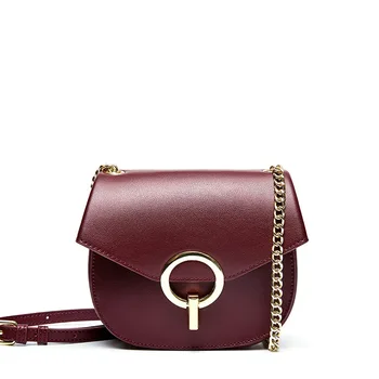 

Bag Female 2020 Leather Handbags European and American Fashion Retro Niche Design Chain Bag Retro Small Round Bag