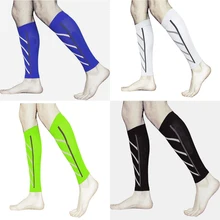 1 пара безопасности ночью Бег нейлон флуоресцентные леггинсы Баскетбол Носки упражнения поддержка икр компрессионные, разной плотности Носки