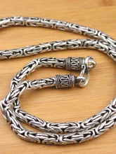  Pure 925 Sterling Silver Necklace Width 5.5mm Thick Byzantine Link Chain Length 21.65