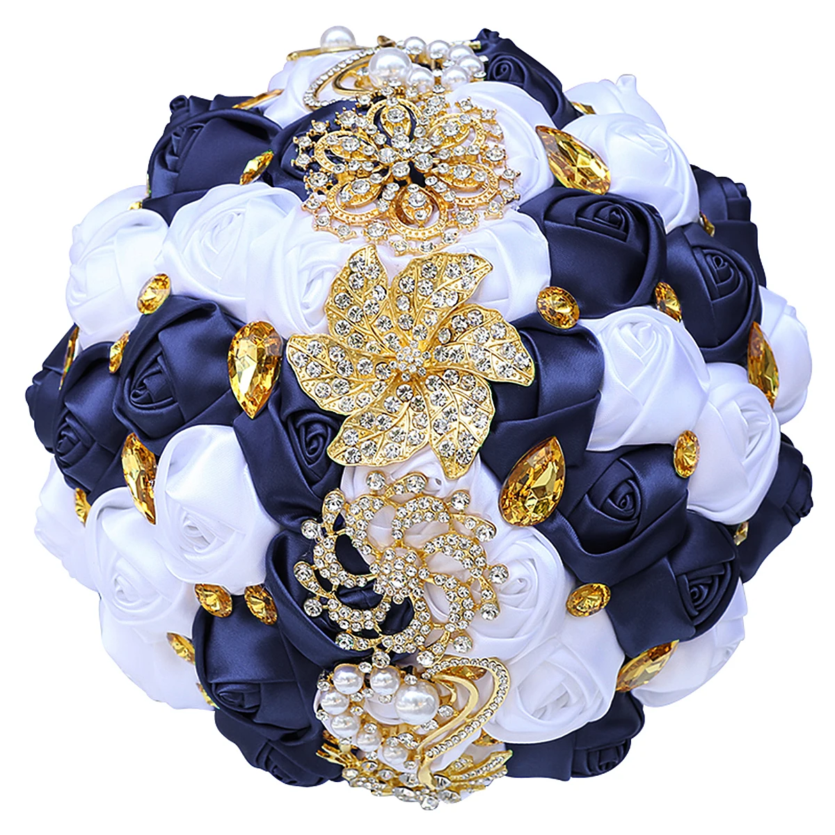 broche de strass dourado buquê de casamento para noivas damas de honra alta qualidade fita flores em muitos tamanhos cores