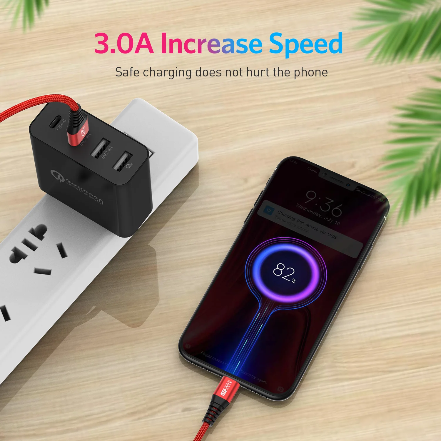 GTWIN Micro USB кабель 2 м для Oneplus Samsung Microusb 3A Быстрая зарядка данных Xiaomi Redmi Huawei Android