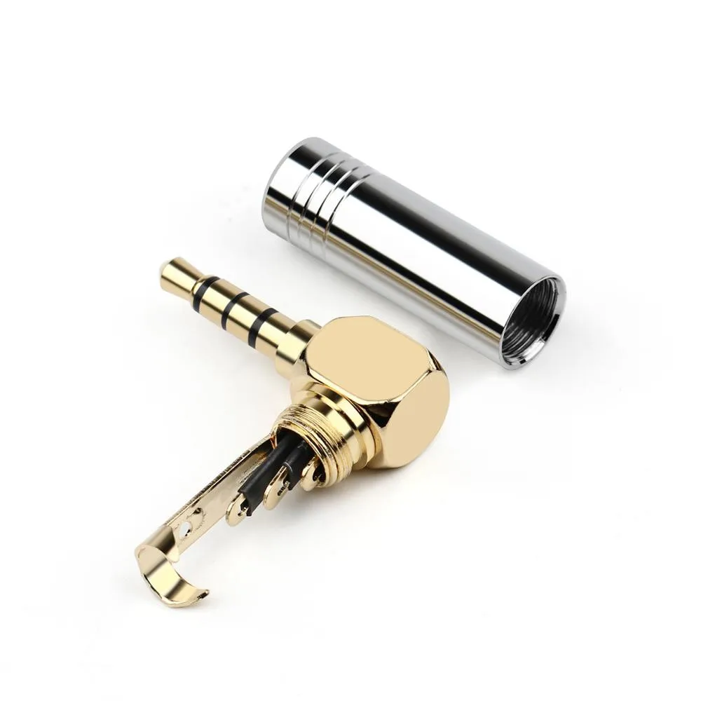6PC 3 5mm Audio Connector Right Angle Bend Plug 4 Poles Earphone Jack Metal Adapter Bright Aluminum Shell HiFi Headphone Adapter