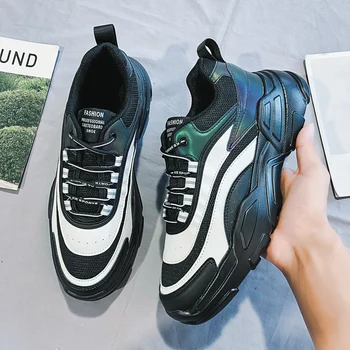 

Fashion Sequin Men Sneakers White Outdoor Casual Shoes Spring Summer Tennis Shoes Thick Soles Increased Breathable Running Shoes