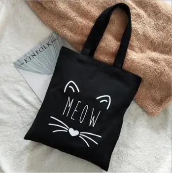 

Women Shopping Bag Fashion Female Canvas Cloth Shoulder Bag Environmental Storage Handbag Reusable Foldable Eco Grocery Totes