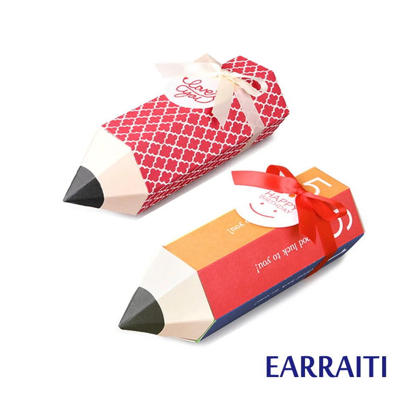 

12PCS Paper Gift Box For Wedding Party Kid Birthday Pencil Shape Candy Box Packaging Decoration Castle Pumpkin Halloween Box