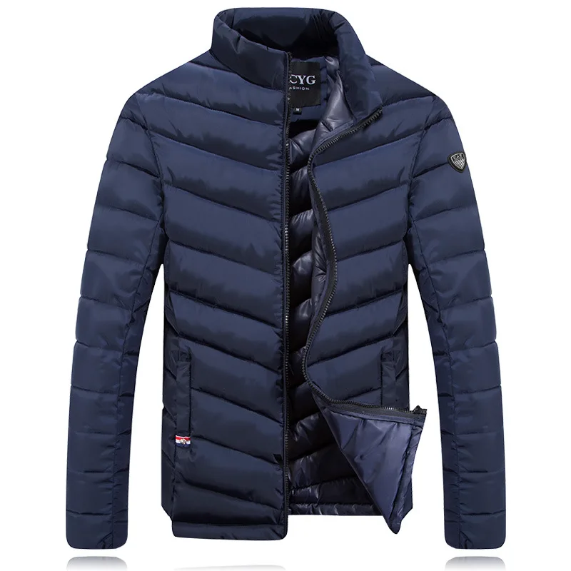Navy blue Мужская куртка-пуховик, новинка, Зимняя парка, пуховое пальто, мужская куртка-пуховик на утином пуху, пальто, Мужская модная тонкая теплая куртка-пуховик на утином пуху - Цвет: Navy blue