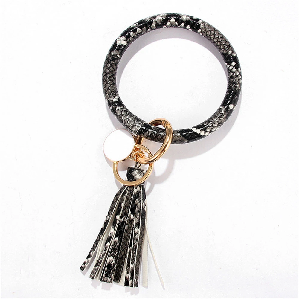 Leather Bracelet Key Ring Bangle Keyring Tassel O Key Ring Keychain Wristlet.