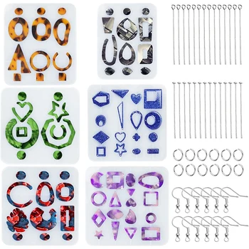 

6 Pack Earring Epoxy Resin Molds, Bohemian Drop Dangle Resin Earring Mold, DIY Fashion Jewelry Resin Silicone Molds for Women Gi