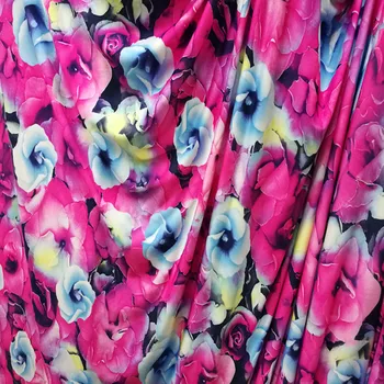 

150cm * 100cmHigh elasticity encryption South Korea ice silk bottom floral print costume swimsuit bikini fabric