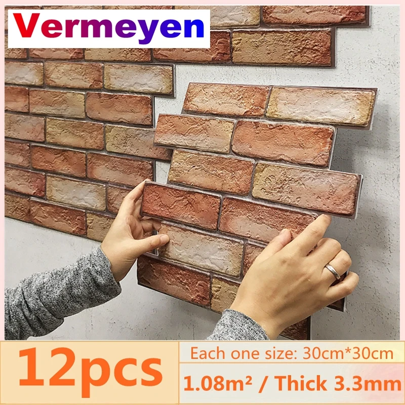 Самоклеящиеся 3D-обои из ПВХ с изображением кирпичной стены водостойкие