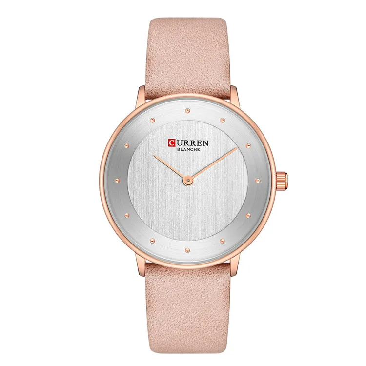 pink Кожаные женские часы с ремешком кварцевые простые женские часы Reloj Mujer водонепроницаемые CURREN Montre Femme Zegarek Damski деловые часы - Цвет: pink
