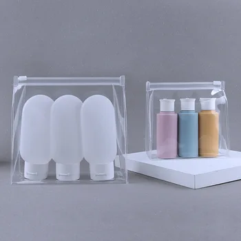 

Wholesale EVA Transparent Clear Eco-friendly Plastic Gift Organizer Pouches Zipper Waterproof Stand Up Cosmetics Sample Bags