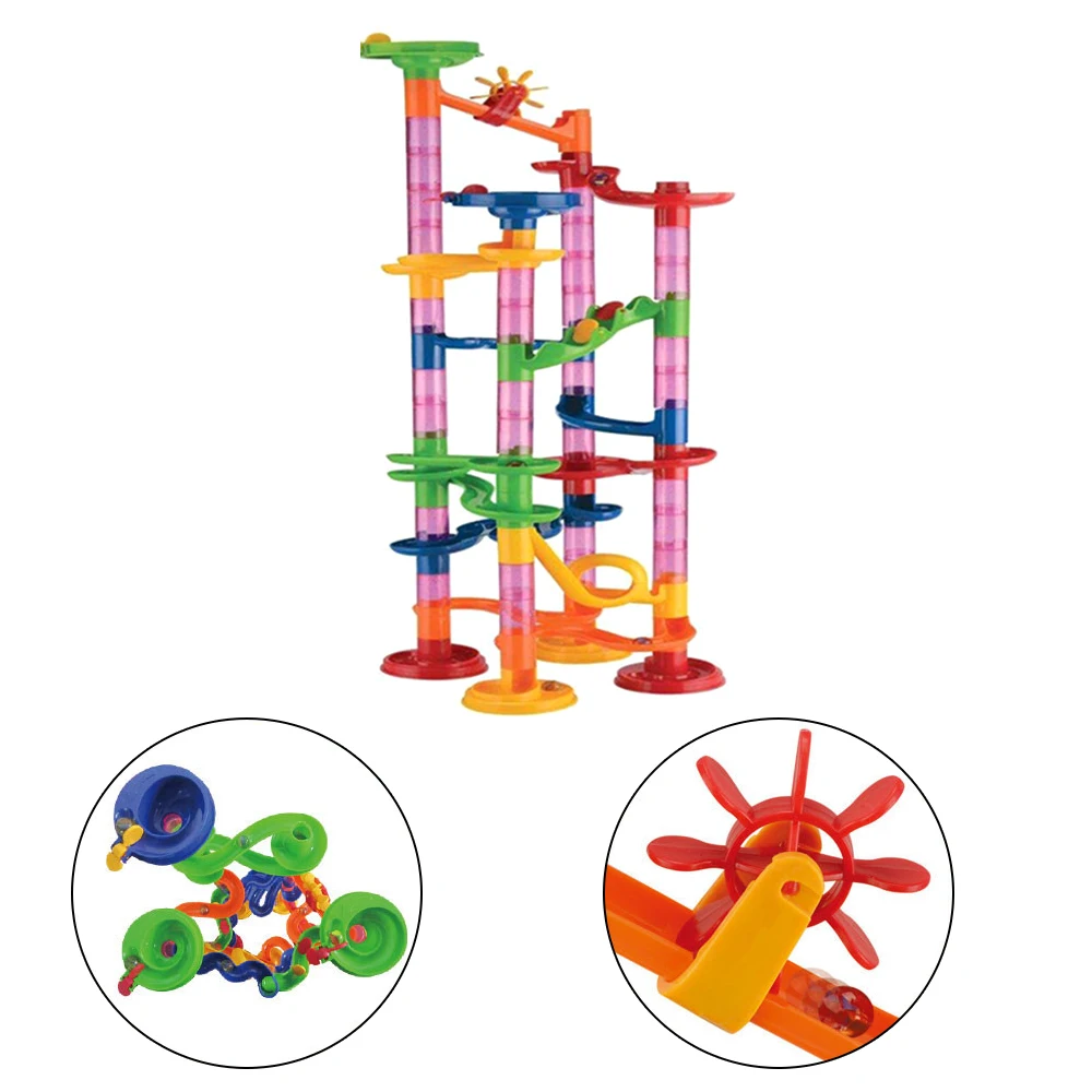 

105 Pcs DIY Construction Marble Tracks Children Track Ball Marbles Pipe Blocks Kids Educational Game Gifts Marble Race Run Toy