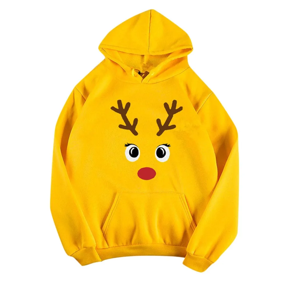 Christmas Print Sweatshirt Elk Printed Women Long Sleeve Christmas Hoodies Blouse Pullover Loose Street Tops jersey navidad