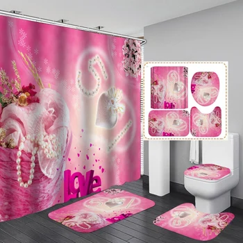 

Shower Curtain Romantic Love Bathroom Product European Style Printing Valentine's Day Bath Supplies