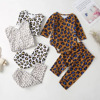 

Toddler Baby Clothing Set 2PCS Girl Leopard Romper Leopard Print Pants Newborn Outfits Set Conjunto Menina Clothes For Baby Girl