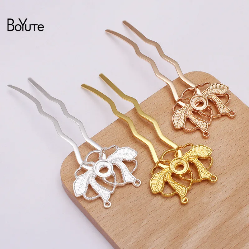 BoYuTe (5 Pieces/Lot) 28*38MM Metal Alloy Flower Welding 70*12MM Brass Hair Fork Diy Accessories Handmade Materials | Украшения и