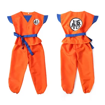 

Dragon Ball Z Clothes Suit Son Goku Cosplay Costumes Top/Pant/Belt/Tail/wrister/Wig For Adult Kids