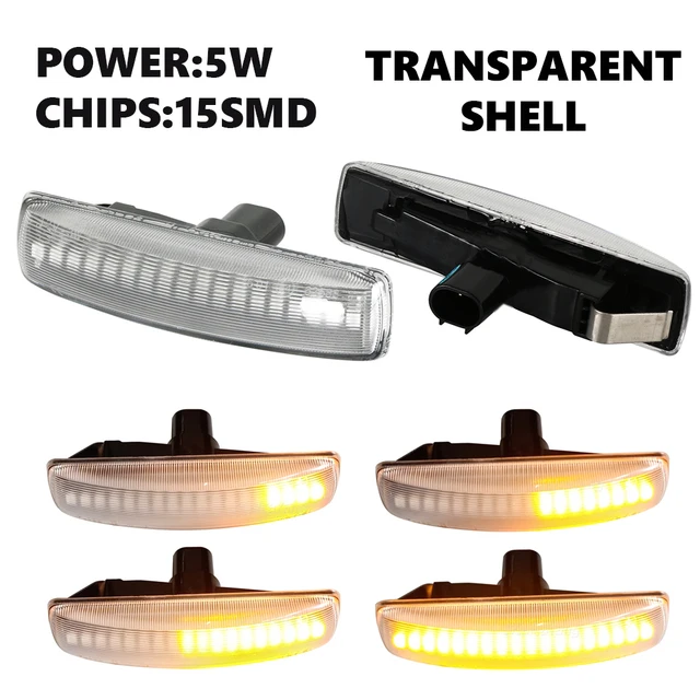 2Pcs LED Turn Signal Dynamic Side Marker Lamps Repeater Indicator Light For Land Rover Discovery 3 4 Rover Sport L320 Freeland 2 15SMD Dynamic Silver