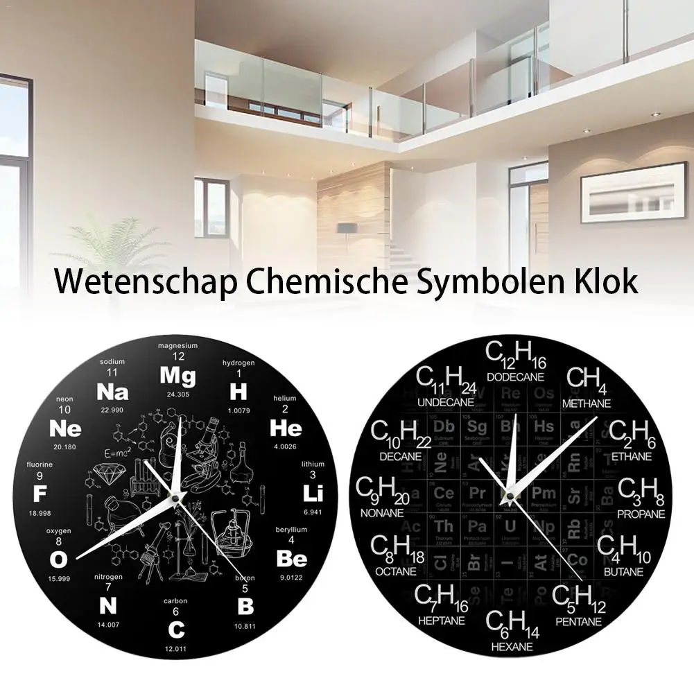 

Modern Design Chemical Elements Periodic Acrylic Wall Clock Science Chemistry Symbol Clock Chemistry Teacher Gift For Home