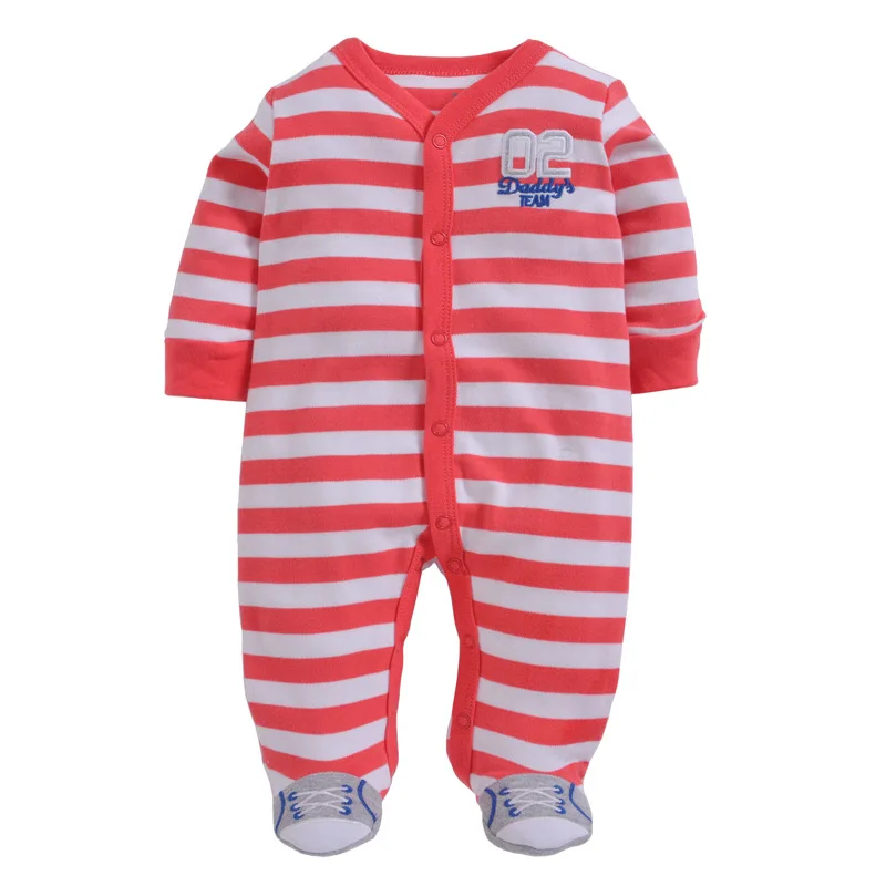 Комбинезон для новорожденных повязка на ногу из хлопка детский комбинезон одежда для ползания одежда для маленького мальчика Детская Пижама Новорожденные ползунки для девочек - Цвет: Red gray stripe
