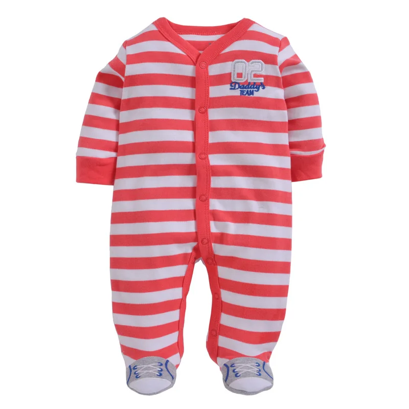 Red gray stripe Комбинезон для новорожденных повязка на ногу из хлопка детский комбинезон одежда для ползания одежда для маленького мальчика Детская Пижама Новорожденные ползунки для девочек - Цвет: Red gray stripe