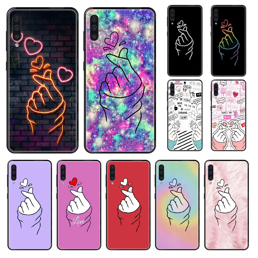 Чехол для телефона черный белый любовь KPOP Samsung Galaxy A 3 5 6 7 8 20 40 50 70 71 E S Plus 2016 2017 2018