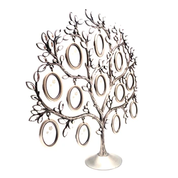 

Family Tree Jeweled Silver Finish Metal Collage Photo Frame Stand