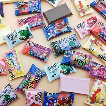 

10Pcs New Japanese Cartoon M Beans Candy Flatback Resin Cabochon Simulation Food DIY Scrapbooking For Hair Bows Phone Decor