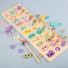 Jouets de maths Montessori pour enfants, Puzzle éducatif en bois, jouets de pêche, forme de nombres, jeu de tri assorti