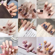 

24pcs Jelly False Nails Wearable Ballerina Coffin Fake Nails Full Cover Nail Tips Press On Nails With Designs Stick-On Nails